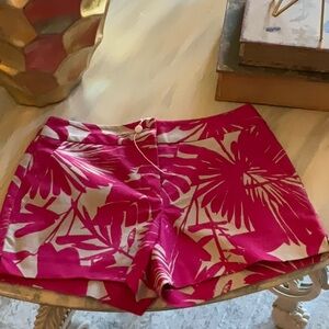 Trina Turk Pink and Cream High Waist Shorts